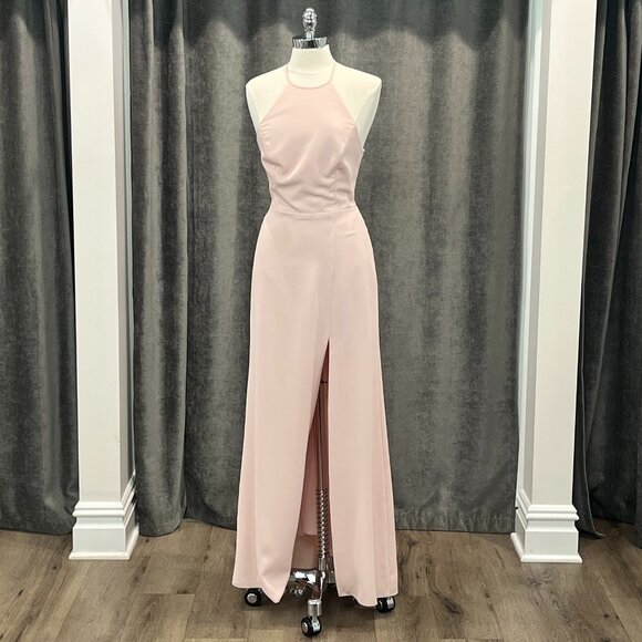 Blush Crepe Halter Gown- Style 3092- Size 8 - Picture 1 of 3